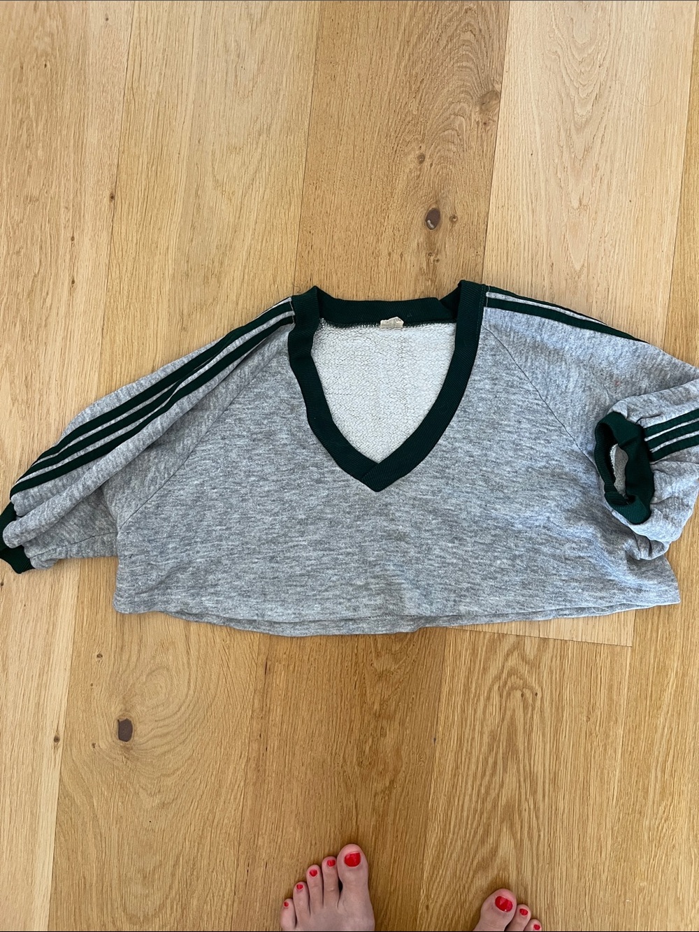 Crop Sweatshirt with Green Stripes